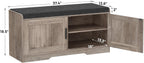 2-Tier Storage Bench, Shoe Bench with Thickened Padded Seat Cushion, Entryway Bench with 4 Doors, Adjustable Shelf, 13.8 D x 45.3 W x 18.5 H, for Entryway, Living Room, Bedroom, White