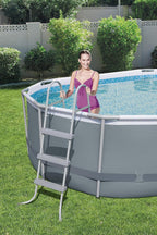 Power Steel 14' x 8'2 x 39.5 Oval Above Ground Pool Set | Includes 530gal Filter Pump, Ladder, ChemConnect Dispener