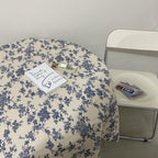 Tischdecke mit blauem Rosen-Blumenmuster, Vintage-Baumwoll-Leinen-Stil, perfekt zum Essen oder Picknicken