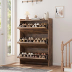 GarveeHome Shoe Cabinet with 3 Flip Top Drawers, Wooden Shoe Cabinet with Adjustable Shelves