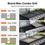 Brand Man Propane Gas & Charcoal Grill Combo with Griddle Dual Fuel BBQ Grill for Outdoor Barbecue, Black