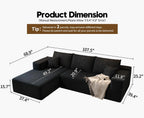107.5 Cloud Modular Sectional Sofa Couch with L-Shape Chaise,Modern Minimalist Upholstered Couches