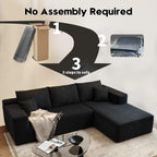 107.5 Cloud Modular Sectional Sofa Couch with L-Shape Chaise,Modern Minimalist Upholstered Couches