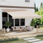 13' x 10' Awning for Patio, Sunsetter Retractable Awning Waterproof Cover Outdoor Patio Canopy, Sun Shade with Manual Crank Handle, Porch Shades for Outdoor, House, Deck, Dark Gray