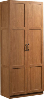 Sauder Storage Cabinet/ Pantry cabinets, 29.61  x D: 16.02  x H: 71.50, Cinnamon Cherry finish