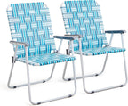 VINGLI Patio Lawn Webbed Folding Chairs Set of 2 Outdoor Beach Portable Lawn Chair