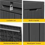 EAST OAK Outdoor Storage Box 60 Gallon Deck Box Indoor and Outdoor Use Waterproof Resin Storage