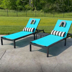 PURPLE LEAF Patio Tanning Lounge Chair Set with Face Down Hole Outdoor Aluminum Adjustable Reclining Chairs Wheels Pillows and Table for Poolside Beach Sunbathing Lounger, Beige