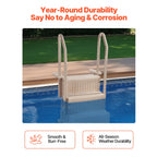 KFFKFF 4-Step Above Ground Pool Ladder, Anti-Slip Pool Steps with Dual Handrails, Supports 400 lbs, Fits 48-54 Inground & Above-Ground Pools, Creamy White