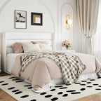 Allewie Queen Size Lift Up Storage Bed Modern Wingback Headboard Hydraulic Support