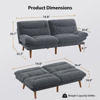 Convertible Futon Sofa Bed, 66 Inch Corduroy Futon Sofa Recliner Sofa Bed for Small Spaces, Playrooms or Offices