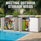 Greesum Outdoor Horizontal Storage Shed 27 Cu.ft Resin Large Storage Box for Garden Patio