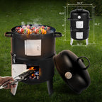 Zimtown BBQ Charcoal Grill Outdoor Barbecue Pit Smoker with 3 Levels Patio Backyard Black