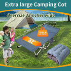 2-Pack Camping Cots with Mattress Comfortable Folding Bed Heavy Duty Baby Cot