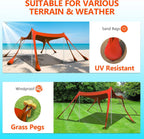 Beach Tent Sun Shelter, 10 x 10 FT Beach Canopy Tent Sun Shade Heavy Duty, UPF50+ Beach Tent Canopy with 8 Sandbags & 4 Stability Poles, Outdoor Beach Shade Canopy for Camping and Fishing, Blue