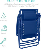 Best Choice Products Folding Zero Gravity Outdoor Recliner Patio Lounge Chair w/Adjustable Canopy Shade, Headrest, Side Accessory Tray, Textilene Mesh - Peacock Blue