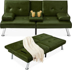 Best Choice Products Faux Leather Upholstered Modern Convertible Futon, Adjustable Folding Sofa Bed