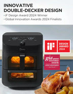 Dual Basket Air Fryer Oven 11 Quart 8 in 1 Functions Clear Window Smart Sync Finish Works