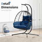 Double Egg Chair Hammock Swing Chair Foldable Hanging Loveseat UV Resistant Cushions