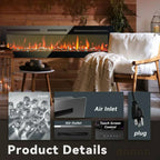 EUHOMY 50 Inch Electric Fireplace Wall Recessed Adjustable Flame Color Fireplace Heater
