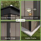 Patiowell 5x3 FT Outdoor Storage Shed Tool Shed with Sloping Roof and Lockable Door Metal Shed