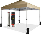 10x10 Pop-Up Awning One-Click Installation Beach Tent Outdoor Sunshade Silver Coated Top