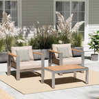 Aluminum Outdoor Patio Furniture Set with Coffee Table, 5 Piece Patio Conversation Sets, Outdoor Sectional Furniture for Porch, Balcony, Yard, Gray