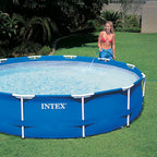 Open Box Intex 12' x 30 Metal Frame Round Above Ground Swimming Pool
