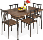 Best Choice Products 5 Piece Metal and Wood Indoor Modern Rectangular Dining Table Furniture Set