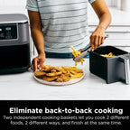 Ninja Foodi 6-in-1 FlexBasket Air Fryer with 7 QT MegaZone Basket Divider for Large Proteins