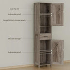 Homhedy 67 H Tall Bathroom Storage Cabinet with 2 Barn Doors and 1 Drawer Narrow Storage Unit