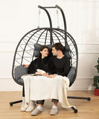 Double Egg Chair Hammock Swing Chair Foldable Hanging Loveseat UV Resistant Cushions