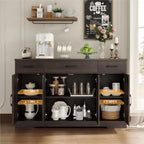 Sideboard with drawers, large 55-inch sideboard, sideboard storage with shelves and doors, modern farmhouse coffee bar wood kitchen dining table