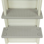 Aqua Select White Anti-Slip Pool Steps with White Steps and White Outside Flip-up Safety Ladder, 48-54H