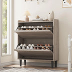 GarveeHome Shoe Cabinet with 3 Flip Top Drawers, Wooden Shoe Cabinet with Adjustable Shelves