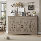 Sideboard with drawers, large 55-inch sideboard, sideboard storage with shelves and doors, modern farmhouse coffee bar wood kitchen dining table