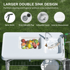 EVOKEDEN 42.5 Fish Cleaning Table w/ Sink, Folding Camping Table & Fish Cleaning Station w/ Measure Mark