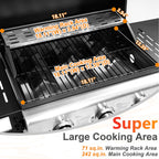 Segmart 3 Burner BBQ Propane Gas Grill, Stainless Steel 27,000 BTU Patio Garden Barbecue Grill with Side Tables, Hanging Basket & Thermometer, Perfect for Camping, Outdoor Cooking