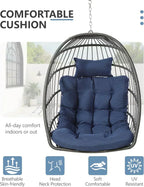 SWITTE Egg Chair Outdoor with Stand Indoor Wicker Hanging Egg Swing Chair with Cushion