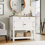 Farmhouse style console table coffee bar, entry table with storage rack, sofa table buffet sideboard