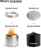 Solo Stove Bonfire 2.0 with Stand, 19.5 Inch Smokeless Fire Pit with Removable Ash Pan - Portable Outdoor Fire Pit - Stainless Steel Wood Burning Fireplace, Ideal for 4-6 People, 21.75 lbs