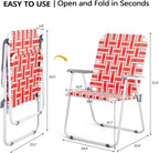 VINGLI Patio Lawn Webbed Folding Chairs Set of 2 Outdoor Beach Portable Lawn Chair
