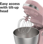 Hamilton Beach Electric Stand Mixer, 4 Quarts, Dough Hook, Flat Beater Attachments, Splash Guard 7 Speeds with Whisk, Black