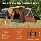 TIMBER RIDGE 5-9 Person SUV Tent with Screen Porch and Awning for Family Camping Weather Resistant