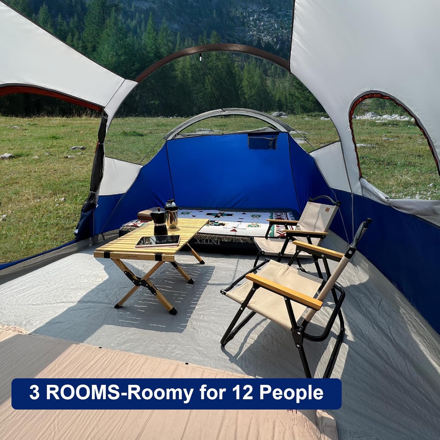 CAMPROS CP Tent 12-Person-Camping-Tents 3 Room Family Tents Waterproof Family Tent