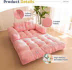 Folding Sofa Bed L-Shaped Convertible Sofa Bed with Armrests and Pillows