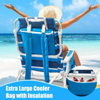 Beach Chair 2 Pack 5 Positions Textilene Folding Reclining Beach Chair with Backpack Straps Cooler Bag & Cup Holder for Outdoor Lawn Camping