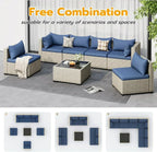 UDPATIO Outdoor Patio Furniture Set 7-Piece PE Wicker Sectional Sofa Outdoor Conversation Set