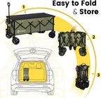 Sekey 48 Inch Long Foldable Extended Travel Cart, 440 Lbs Load Capacity, Heavy Duty 300 Liter Folding Multi-Purpose Garden Cart