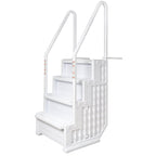 Aqua Select White Anti-Slip Pool Steps with White Steps and White Outside Flip-up Safety Ladder, 48-54H
